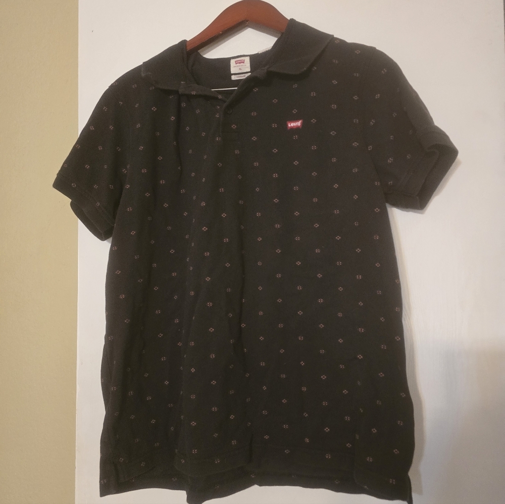 Levi's Black With Red Pattern Polo Mens XL